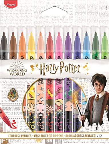 Maped Filzstifte, Harry Potter, 12 Filzstifte, waschbar, trocknergeeignet, mehrfarbig