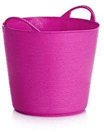 RED HOG Gartenkorb Kunststoff 23L Griffe Haltbarkeit: 120 kg Flexi Bag Wäschekorb Rund Behälter für Haus, Garten, Gebäude, Superstark, Mehrzweck, Verstärkungsrippen, Rissbeständig, Fuchsie