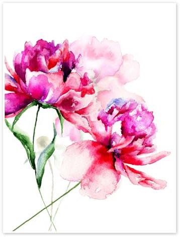 Belles fleurs de pivoines Poster 13 x 18 cm Rose bonbon Tableaux Décoration murale