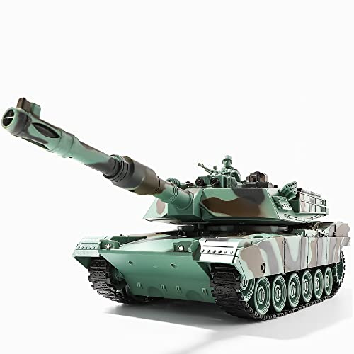 Bvrorere RC Tank, US M1A2 Abrams Remote Control Tank Toy, 1:28 Scale 2.4GHz RC Military Vehicles with Realistic Sounds, Army Toys for Boys Kids & Adults