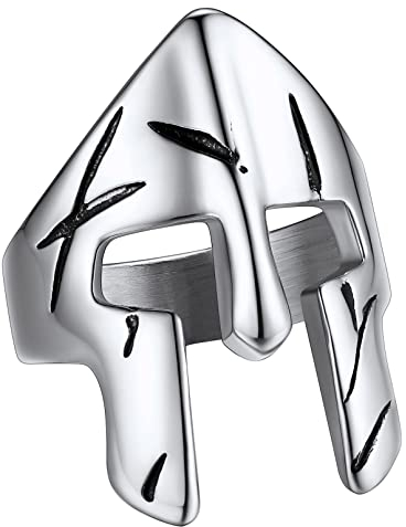 FaithHeart Herren Sparta Helm Ring Männer Statementring Punk Bandring in Größe 65 Edelstahl Siegelring Partnerring Freundschaftsring Griechenland Schmuck