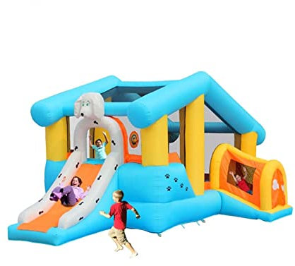 Decorsure inflatable Bouncy Castle, Bounce House with big slide, Jump & Slide Area with Safety Net, Giant Castle with Air Blower
