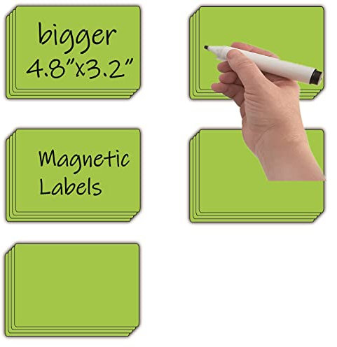 STTMGN Dry Erase Big Magnetic Labels (4.8x3.2,Pack of 20),Large Write On Magnets Name Plates Sticker,Waterproof/Reusable for Refrigerator&Lockers&Whiteboard&Cabinet(Green)
