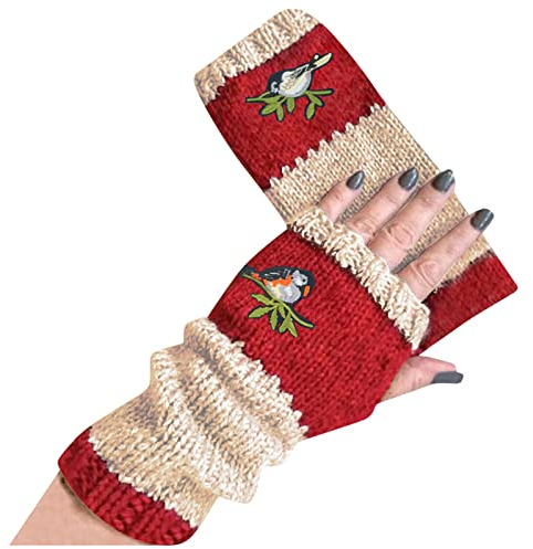 callmo Fingerlose Handschuhe Winter Damen Fingerlose Handschuhe mit Plüsch Futter, Winter Pulswärmer Handschuhe Unisex Warm Weiche Gestrickte Fingerlose Fäustlinge Elastische Halbfinger Handschuhe