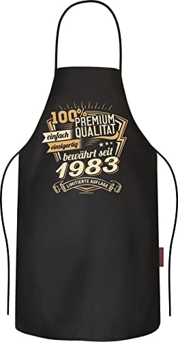 RAHMENLOS Grillschürze Kochschürze Küchenschürze als Geschenk zum 40. Geburtstag aus reiner Baumwolle Jahrgang 1985 limitierte Auflage