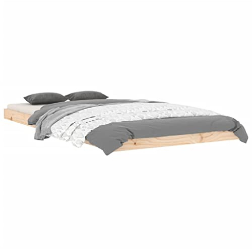 vidaXL Bed Frame | Natural Pine | Solid wood, Plywood | Single