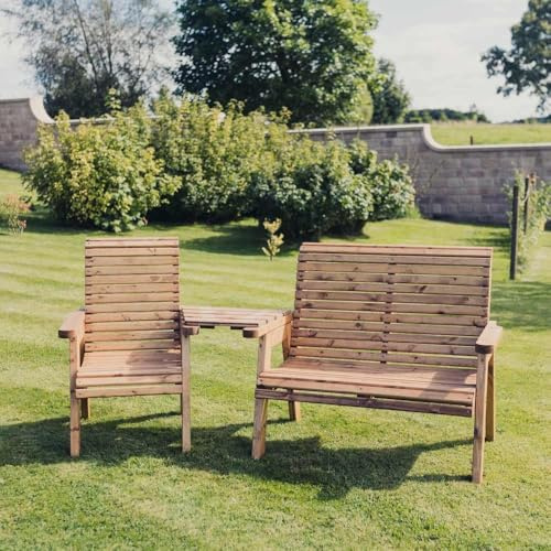 WOODEN GARDEN CHAIRS, COMPANION SET, BISTRO SET, SITS 3, WOODEN BENCH