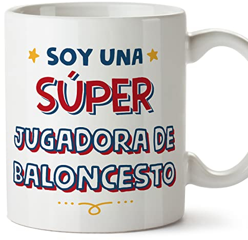 MUGFFINS Tazas para JUGADORA DE BALONCESTO mujer - En Español - Soy Súper - 11 oz / 330 ml - Regalo original y divertido