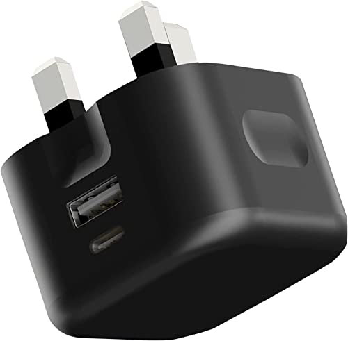 For Motorola Razr 40 / Motorola Razr 40 Ultra Charger Plug 20W Dual Port USB & USB C Charger Plug Type C PD Charging Adapter Fast Charge Travel Fast Charging Power Adapter Phone Charger (BLACK)