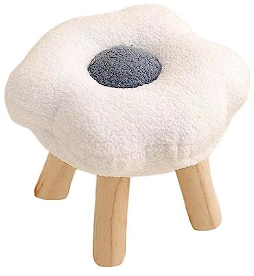Baoblaze Small Foot Stool Sofa Footstool Multipurpose Comfortable Flower Shape Cartoon Ottoman under Desk for Bedroom Playroom Bedside Porch Entryway, White