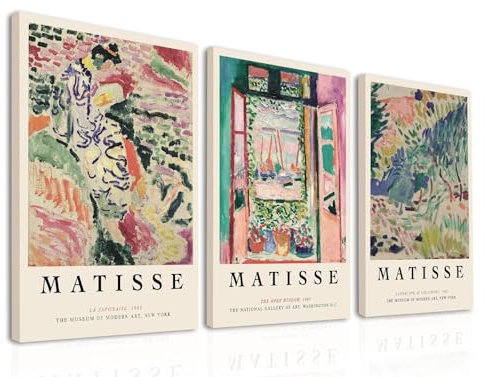 uniro JXL-Style 03-Frame01-30,5 x 40,6 cm Henri Matisse Wandkunst gerahmt, Vintage Matisse Ausstellungsposter für Zimmer, ästhetische Dekoration, abstrakte Leinwand, Künstlerdruck, Gemälde für