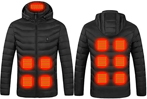 Veste Chauffante pour Homme Femme à Capuche Manches Longues Veste avec 11 Zones De Chauffage Gilet Chauffant à 3 Niveaux De TempéRature pour Motocyclettes Camping RandonnéE PéDestre