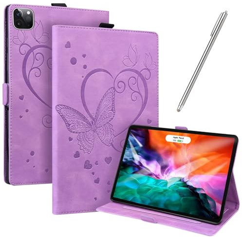 JayModCase Funda para iPad Pro 12,9-Pulgadas (6th/5th Generation, 2022/2021 Model), PU Protectora Carcasa con Función de Soporte, Ángulo de Pie Ajustable Función de Auto-Sueño/Estela (Morado)