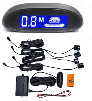 Shkalacar Car Reverse Backup Parking Sensor Radar System, Car Auto Vehicle Reverse with 4 Parking Sensors kit Adjustable Sensitivity, LCD Display Reversing Radar Sound Alert