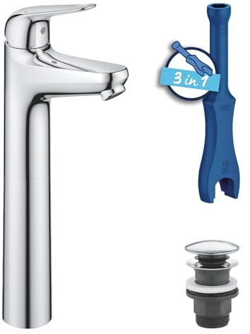 GROHE Swift Quickfix-Grifo de lavabo 1/2 Tamaño XL, Cromo, Menor consumo de agua 24331001