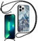 ZhuoFan Handykette für Samsung Galaxy A21s 4G Hülle mit Band, Aesthetic Marmor Muster Halskette Handyhülle mit Kordel zum umhängen, Lila Silikon Stoßfest Schutzhülle mit Kette, Schwarz