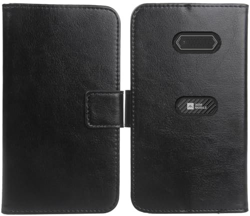 Cheshaoping PU Leder Tasche Hülle Für AGM M9 4G 2.4 Handy Flip Lederhülle Handyhülle Brieftasche Schutz Case Cover Etui (Schwarz)