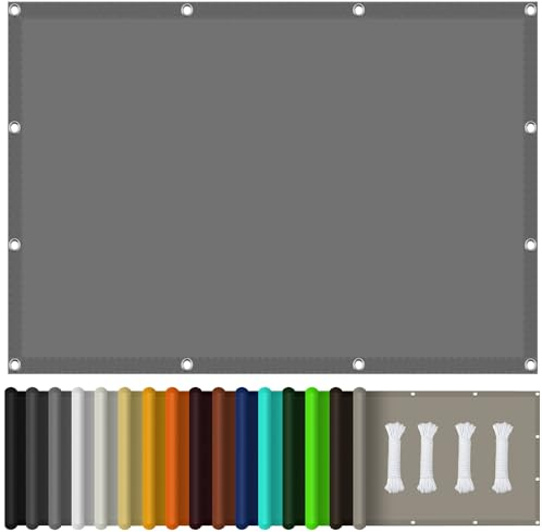 Sonnensegel Sonnenschutz Rechteckig 3 x 5 m, Wasserdicht 98% UV Schutz Sonnenschutz Balkon Terrasse inkl Befestigungsseile für Garten Terrasse, Hellgrau
