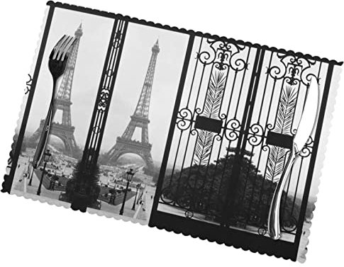 Platzsets Paris Eiffelturm für Esstisch, waschbar, für Küche, Esszimmer, Dekoration, 6 Stück