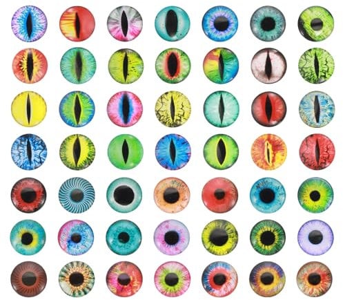 PATIKIL 22mm Dragon Eyes, 96 Pcs Round Glass Eyes Animals Crochet Eyes for Clay Doll Making Craft DIY Findings Jewelry Making, Mix Colors