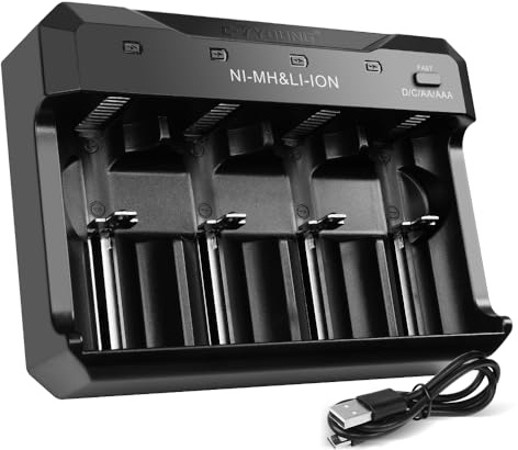 Universal Akku Ladegerät für AA AAA C D Lithium Ion NI-MH NI-CD USB | 1.5V / 1.2V, Wiederaufladbar