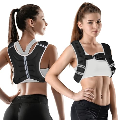WIN4ALL Gewichtsweste Herren Damen, 2,7 kg/3,6 kg/5,4 kg/7,3 kg/9,1 kg Gewichtsweste, verstellbare Frauen Gewichtsweste für Gehen, Krafttraining, Laufen, Fitness, Muskelaufbau, 3,6 kg, Schwarz