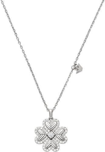 Emporio Armani Damen-Edelstahl- oder Sterlingsilber-Halskette mit Karabinerverschluss, Metallisches Silber