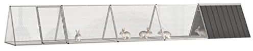 Kaninchenkäfig aus verzinktem Stahl - Großes Gehege 504,5x80,5x71 cm für Kleintiere | Langlebig & Wetterfest | Ideal für Haus & Garten