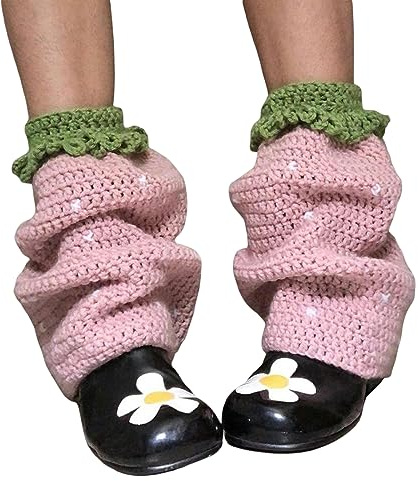 BABWWNIX Leg Warmers for Women Y2k Cute Knit Long Socks Japanese Kawaii Streetwear Leg Cover Cute Lolita Boot Cuffs Cover