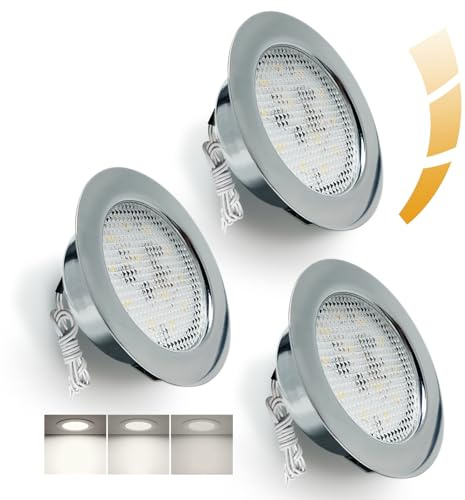 Sweier LED Foco Empotrable 230V Downlight Regulable, 5W 4500K Blanco Neutro luces LED para Muebles, 20mm Extraplano Focos, Luz para Campana de Cocina, Luz de Baño Empotrable, Corte 55-58mm, Juego de 3