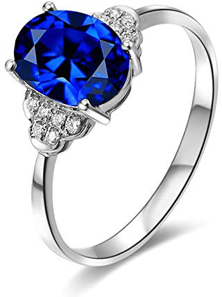 RDSGYZ Tansanit Ring Gold 375 Damen, Verlobungsring Blütenblatt mit Tansanit 1.3ct und Diamant 0.06ct Hochzeitsringe Eheringe Nickelfrei Gr.54 (17.2)