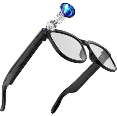AHENOD Gafas Inteligentes con IA de 32 GB, Equipadas con una cámara 4K con estabilizador de Imagen, compatibles con grabación de vídeo, traducción en Tiempo Real y reconocimiento de Lentes GPT