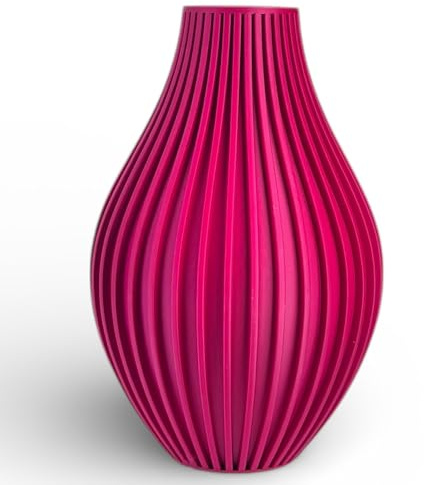 Blumenvase unzerbrechlich 20 cm, Modern Fuchsia, Hausdeko, Boho, Riffelung