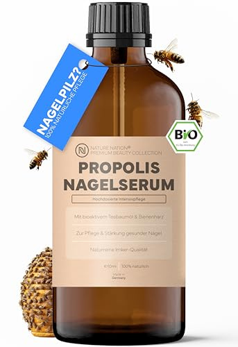 BIO Propolis Nagelserum 40% + Teebaumöl, Lavendel, Zink & Biotin | Für brüchige & weiche Nägel, pflegt Nagelbett & Nagelhaut, mit Vitaminen & Selen, präziser Pinsel, Imkerqualität