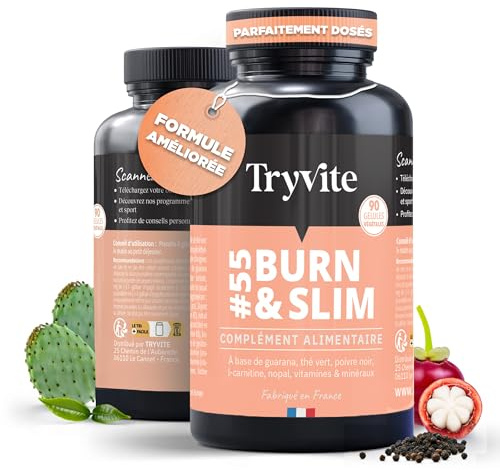 TRYVITE | Formule Minceur Active, Satiété & Silhouette | Thé Vert, Guarana, Nopal & L-Carnitine | Fabriqué en France | Formule Améliorée | 90 Gélules