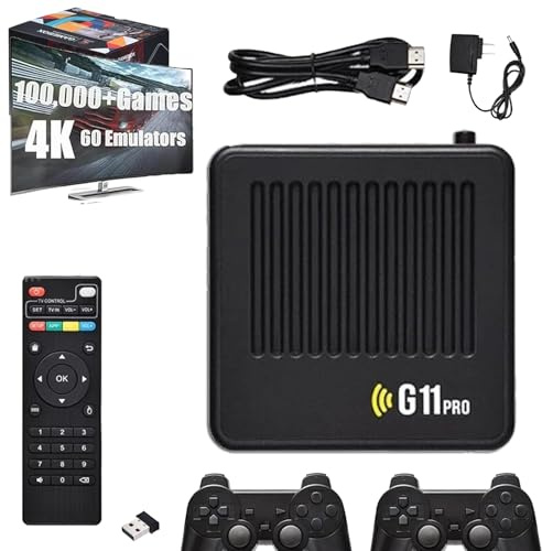 G11 Pro Game Box with 100000 Games, Plug and Play Video Game Console, Includes 2 Wireless Dual Controllers (128GB (70,000+ games))