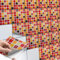 Mosaik Fliesen-Aufkleber I Selbstklebende Sticker-Fliesen für Küche u. Bad I Fliesenmotive für Küchenrückwand - Wandgestaltung mit Kachel-Motiv Folie I 20x20 cm - Muster Mosaik Rot-Orange - 27 Stück