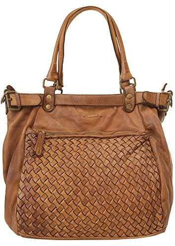 Samantha Look Shopper Echt Leder Damen | Made in Italy, Vintage Tasche mit Flechtdetails, geräumiges Hauptfach und abnehmbarem Schultergurt | 019538