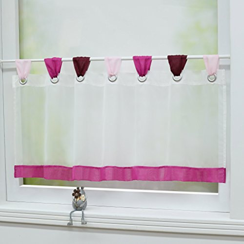 Joyswahl Scheibengardine Voile Bistrogardinen mit Schlaufen »Charlott« Küche Kurzgardine HxB 45x90cm Rosa 1er Pack