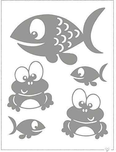 Reflektierendes Bügelbild für bessere Sichtbarkeit ca. 15x10cm Applikation Reflektor Aufbügler, Motiv:Fisch/Frosch