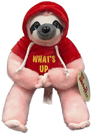 Barrado - Peluche Paresseux avec T-Shirt Qualité Super Soft (18cm, Rose T-Shirt Rouge)