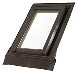 AFG Kunststoff-Dachfenster „SKYLIGHT“ Braun mit Eindeckrahmen mit Rolloaktion (Eindeckrahmen wellig, 55 x 118)