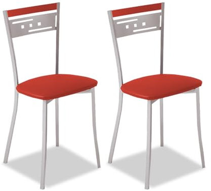 ASTIMESA Dos Sillas de Cocina Metálica Respaldo y Asiento Rojo