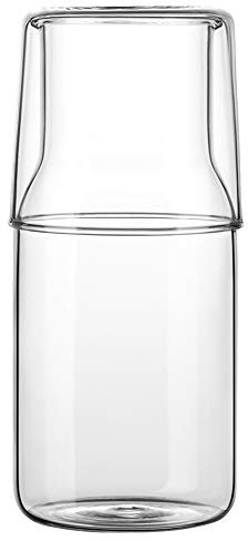 Sizikato 425 ml, einfache Klarglaskaraffe für Nachttisch, mit Trinkglas.