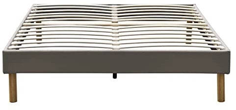 King of Dreams Adrien - Solide et Confortable Sommier Tapissier Gris + Pieds en 20 cm pour Matelas en 140x190-13 Lattes - Montage Rapide et Facile