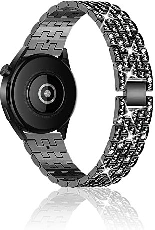 Niboow 22mm Cinturino per Xiaomi Watch S4/Redmi Watch5 Active/5 Lite/S4 Sport/S1 Pro, Diamante Metallo Cinturini per Huawei Watch 5/Watch4 46mm/4 Pro 48mm/GT 5 Pro/GT 4 46mm/Amazfit Bip 6 - Nero