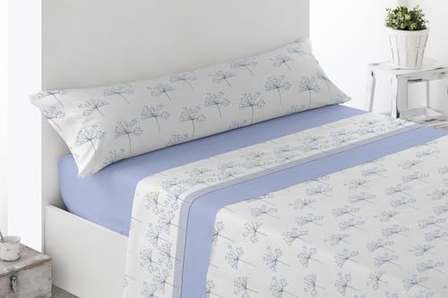 ENERGY COLORS TEXTIL-HOGAR Juego Sábanas 3 Piezas Verano (Xir Azul, Cama 150)