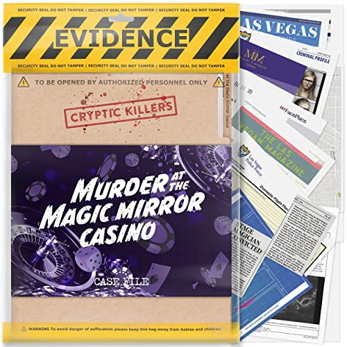 Cryptic Killers Unsolved murder mystery game - Cold Case Files Investigation Detective Evidence & Crime File - individuals, date nights & party games- Murder at the Magic Mirror Casino