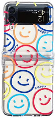 CrazyLemon Custodia per Samsung Galaxy Z Flip 3 5G 2021, Cerniera Protettiva Custodia Trasparente Cover Rigida per PC Antiurto per Cellulare - Faccine