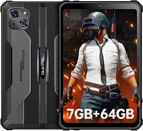 OUKITEL RT3 Tablet Rugerizada 8 Pulgadas, 7GB+64GB Octa-Core 1TB Ampliable Rugged Tablet Android 12, Batería 5150mAh, 16MP+8MP Cámara Tablets PC, Soporte 4G Dual SIM/WiFi/Face ID/BT 5.3/OTG, Negro